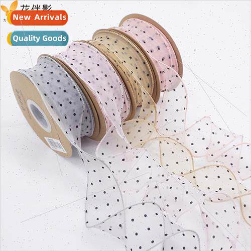 Polka Dot Fishtail Yarn Korean Chiffon Floral Ribbon Bouquet