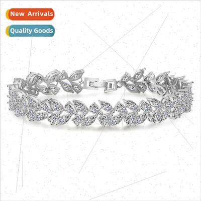 Willow Leaf Bracelet Copper wh AAA Zirconia Plating Imation