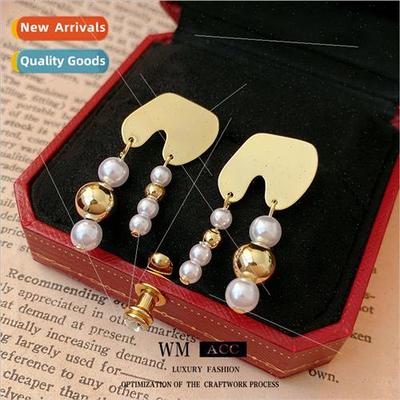 silver pin irregular N-shaped earrings fashion pearl earring