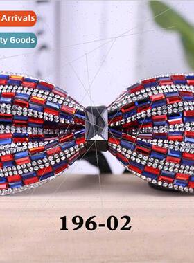 196 Rectangular Blue Crystal Bow Tie 适用Men Wedding Party S