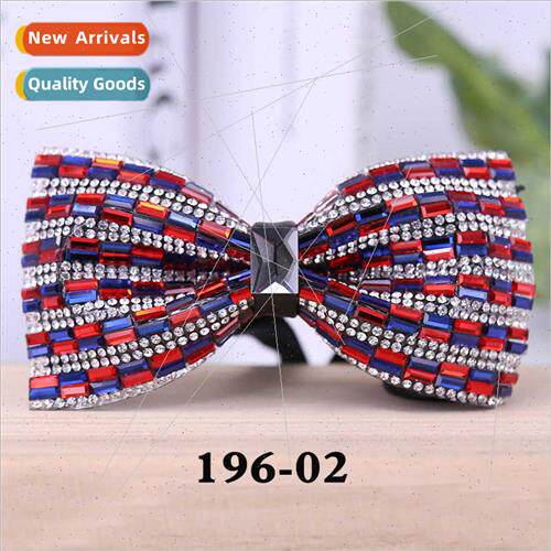196 Rectangular Blue Crystal Bow Tie 适用Men Wedding Party S