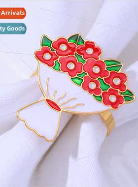 New Hotel Napkin Ring Wedding Valentine Day Rose Napkin Ring