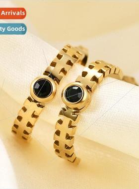 Europe simple gold stainless steel flat fishbone C-shaped zi