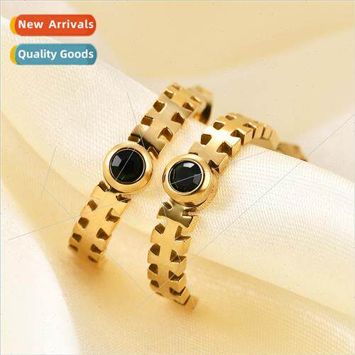 Europe simple gold stainless steel flat fishbone C-shaped zi