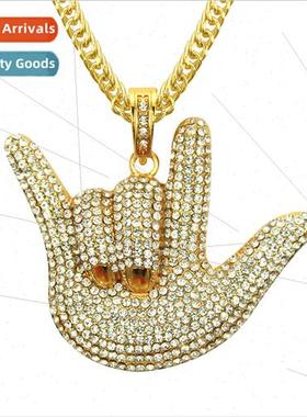 Europe domineering cool full diamond finger tide male pendan