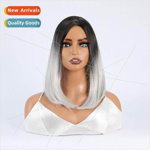 African Europe Chemical Fiber Wig Women ght Gray Shoulder Lo