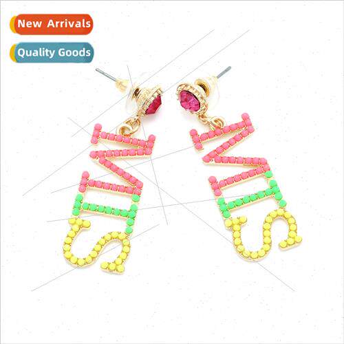 exaggerated MIS English letters earrings fashion wild alloy