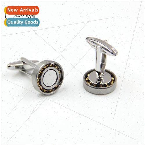 Turnable small bearing men cufflinks electroplated two-tone