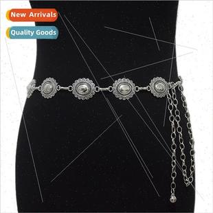 belt fashion buckle new dec pattern ladies oval Summer retro