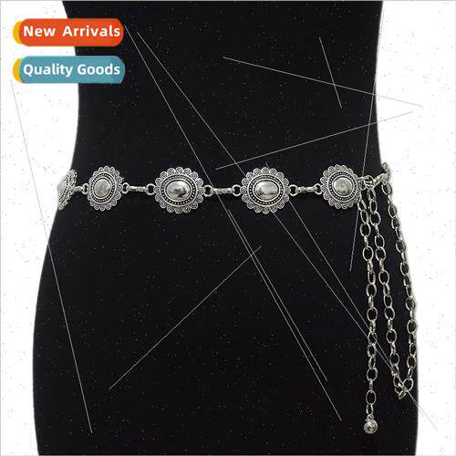 Summer new ladies belt fashion retro oval pattern buckle dec