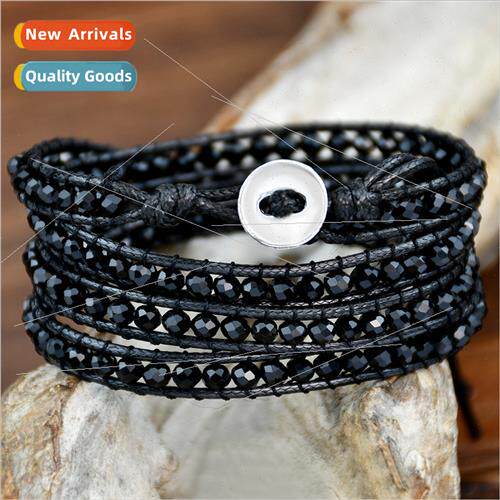 Black Vintage Ethnic Hand-Woven Crystal Bracelet Bohemian Mu