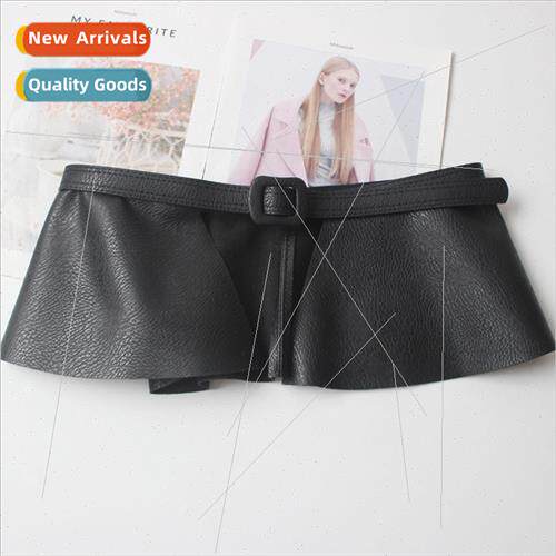 Europe ruffled ultra-wide skirt belt peplum wide belt female