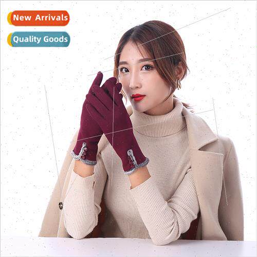 Women fall winter padded warm gloves do not fall down wool m