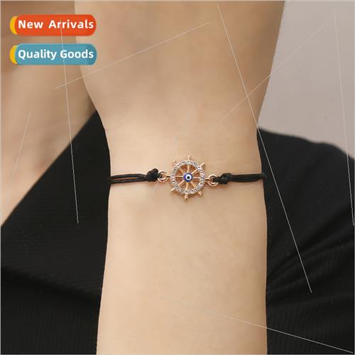 2023 Europe new gold wh diamonds devil eye rudder bracelet w
