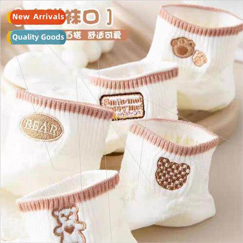 Socks womens short ins wh cute bear socks spring and summer