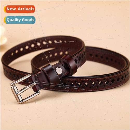 Skeleton Ms. cowhide leather belt Korea simple thin belt fem