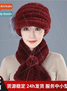 Otter rabb fur fur duck tongue hat scarf twoPCS set middle-a