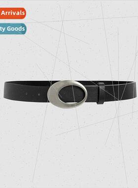 Dress Belt Faux Leather Press Buckle Elegant Alloy Ins Black