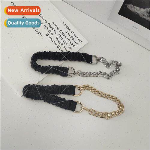 ins ladies waist chain leather elastic iron chain wide belt