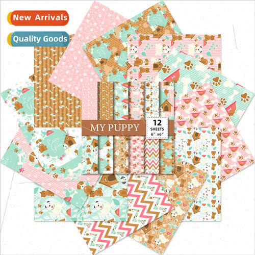 12pcs/pack American cartoon dog material scrapbook card DIY