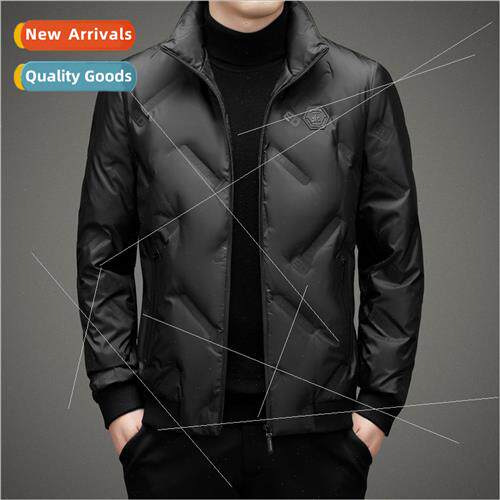 Short stand-up collar down jacket men 2023 winter new thicke