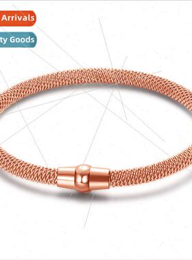 Stainless steel simple spring monochrome cable bracelet elas