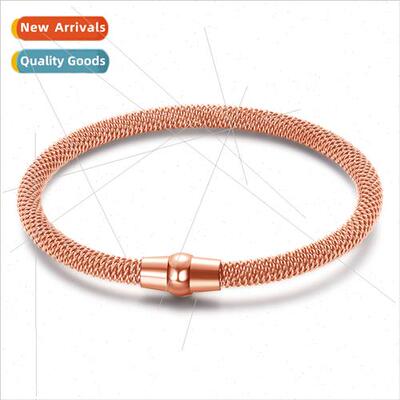 Stainless steel simple spring monochrome cable bracelet elas