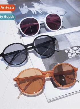 2019 new teal sunglasses female Korean tide round face retro