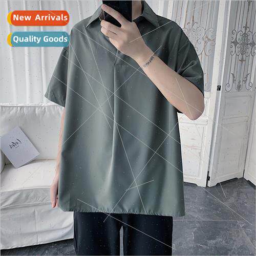 Summer new short-sleeved clothes mens Hong Kong  loose Korea