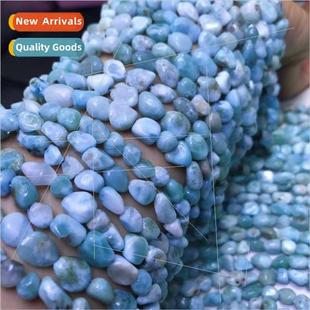 Stone Semi Larimar 9mm Necklace Sea Long Natural finished