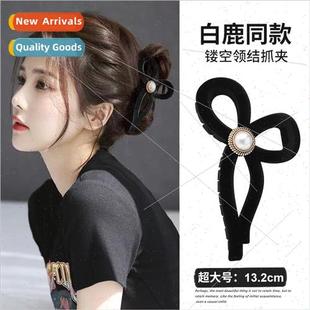 flocking hair bow winter fashion large female Autumn clips