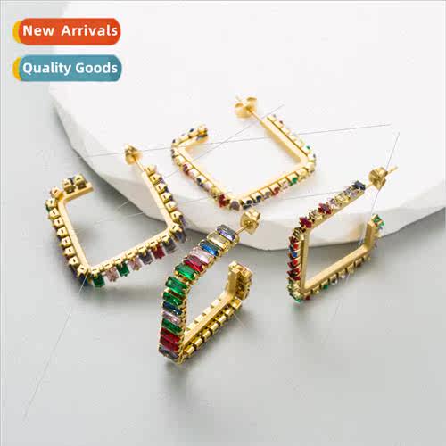 Ins Europe tanium steel earrings do not change color persona