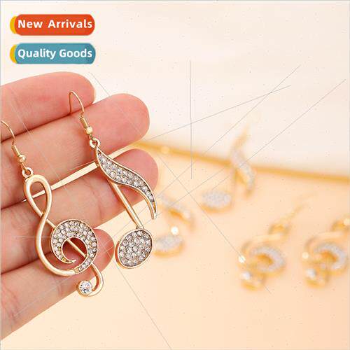 hundreds temperament encrusted zirconia note earrings women