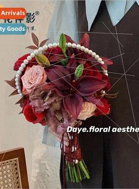 Moldable beads chain bouquet imation beaded flowers packagin