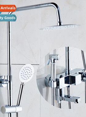 Multi-function shower head set full copper quadrangle in ope