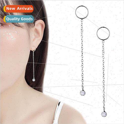 Long tassel water drop earrings Korea geometric circle earri