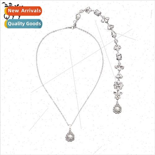 Bridal jewelry fine diamonds long necklace back chain fashio