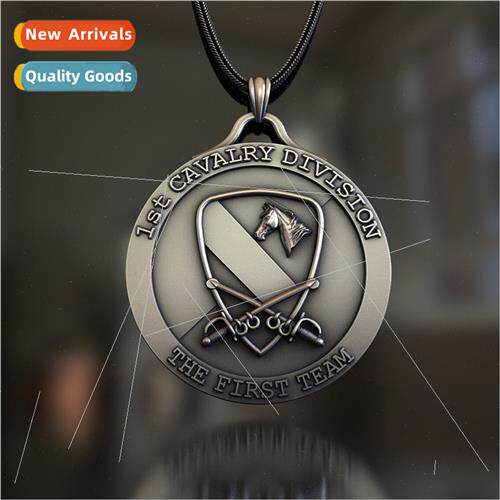 Europe personalized men necklace U.S. cavalry division badge
