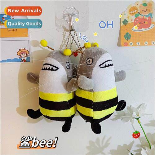 Shark bee keychain shark pendant plush doll bee keychain cre