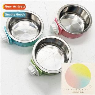 Stainless Steel Fixed Pet Cag Cat Bowl Dog Hanging ngle