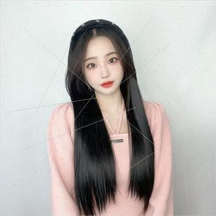 wig one natural hair long band female Lazy piece