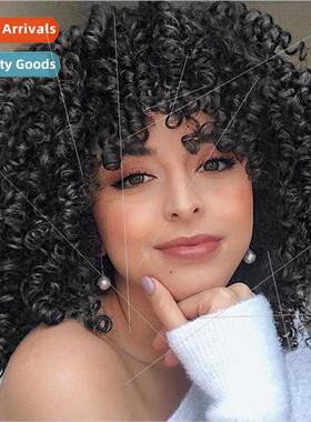 African Women Black Short Curly Hair Small Curly Hair Explod