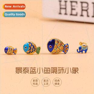 fish small spacer beads Ancien burnished elephant blue