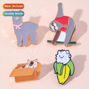 hedgehog cat animal brooch badge banana alloy cute