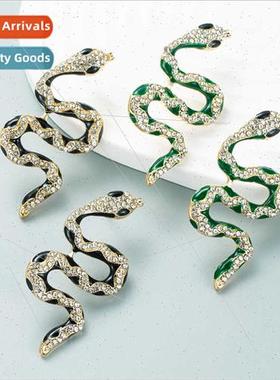 Creative gold plated long coiled snake earrings geometric ni
