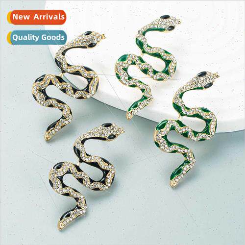 Creative gold plated long coiled snake earrings geometric ni