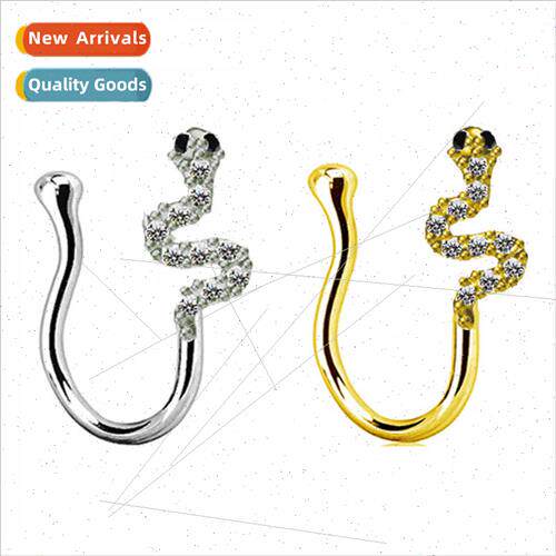 Beame Snake Nose Ring Animal Nose Clip Ring Maple Leaf Nose