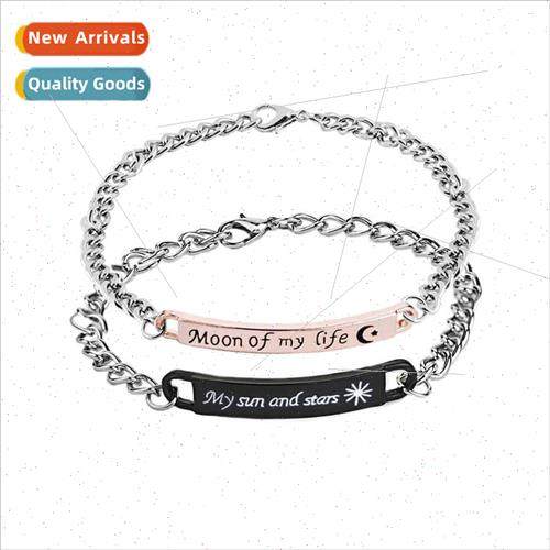 Europe new engraved couple bracelet moon my life my sun star