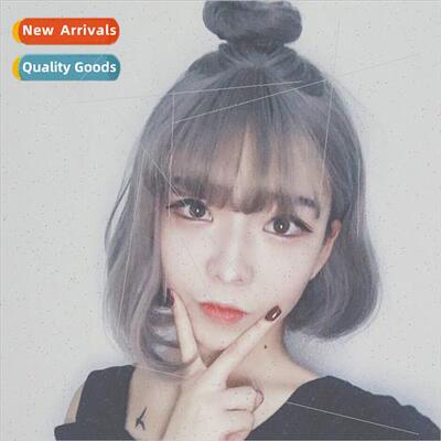 wig female Korean short o head short hair granny gray chemic