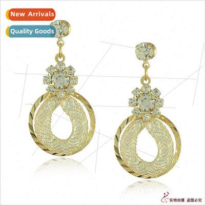 Women new luxury dreamcatcher mesh rhinestone earrings hollo